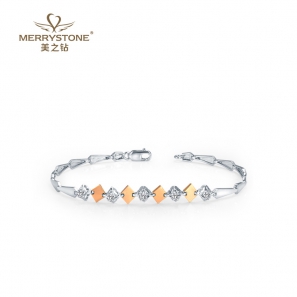 分色18K金钻石手链
