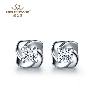 白18K金钻石耳钉